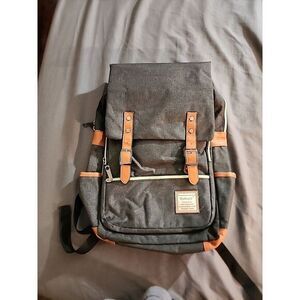 Feskin Professional Business Laptop Backpack Fashion Casual Durable Canvas Gray‎